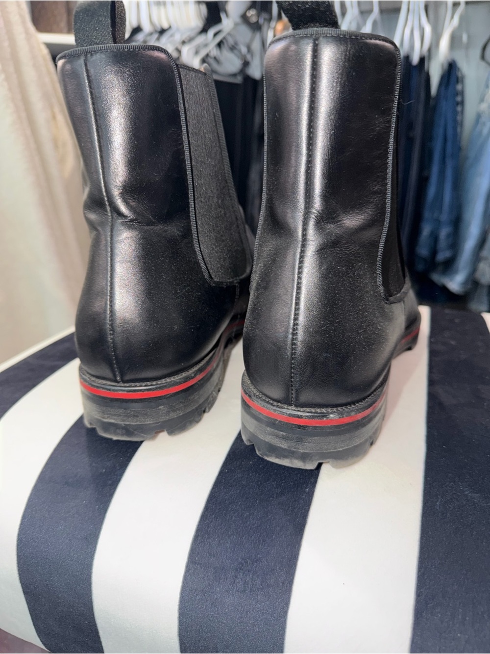 Christian Louboutin Black Leather Chukka Boots with Red Sole Accent - Picture 3 of 4